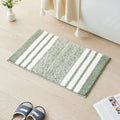 CozeCube Bath mats for Bathroom Non Slip, Fluffy Absorbent Microfiber Bath mat Washable, Aesthetic Bathroom Rugs, Cute Sage Green Striped Bath mat, Sage Green, 32" x 20"