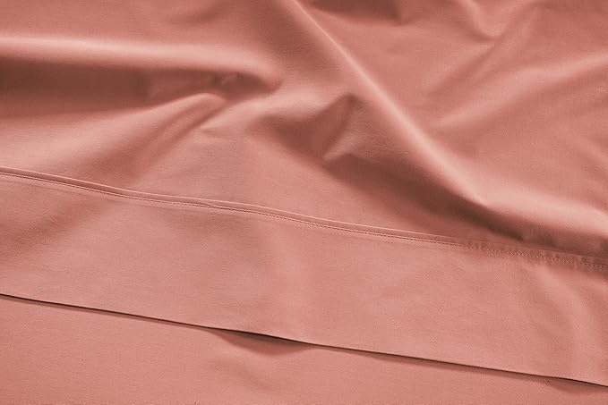 LANE LINEN Twin Size Sheets – 450 Thread Count 100% Cotton Sheets, Naturally Cooling & Soft Sateen Weave, 15” Deep Pocket Fully Elasticized Fitted Sheet, Premium Bedding, Rose Dawn