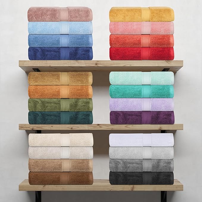 Superior Egyptian Cotton Pile 6 Piece Towel Set, Includes 2 Bath, 2 Hand, 2 Face Towels/Washcloths, Ultra Soft Luxury Towels, Thick Plush Essentials, Guest Bath, Spa, Hotel Bathroom, Stone