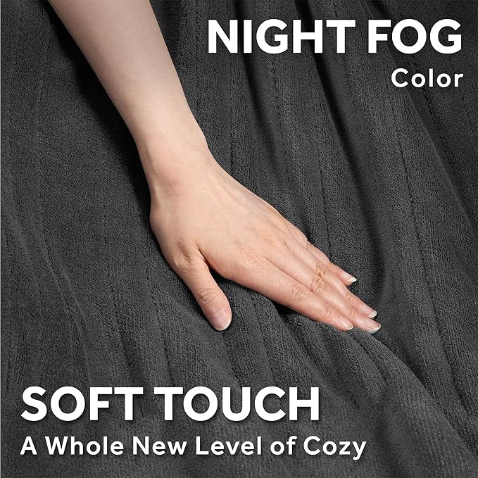 Sunbeam Electric Royal Luxe Microplush Heated Blanket, 12 Heat Settings, 12-Hour Auto Shut-Off, Fast Heating, Warm & Cozy, Machine Washable, Night Fog Color, Queen (90" x 84")