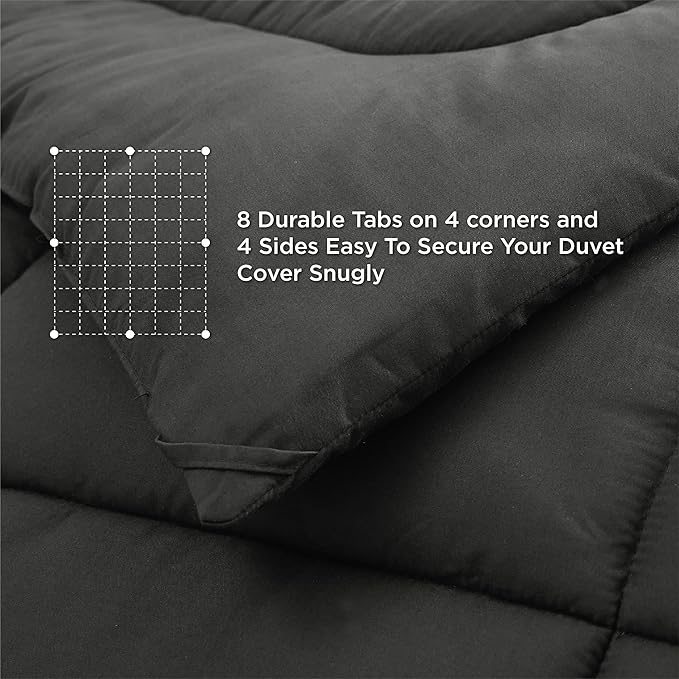 Bedsure Comforter Duvet Insert - Quilted Comforters Twin XL Size, All Season Duvet, GentleSoft Down Alternative Bedding, with 8 Tabs, Gifts for Women/Men, Black, Twin XL 92 x 68 Inches