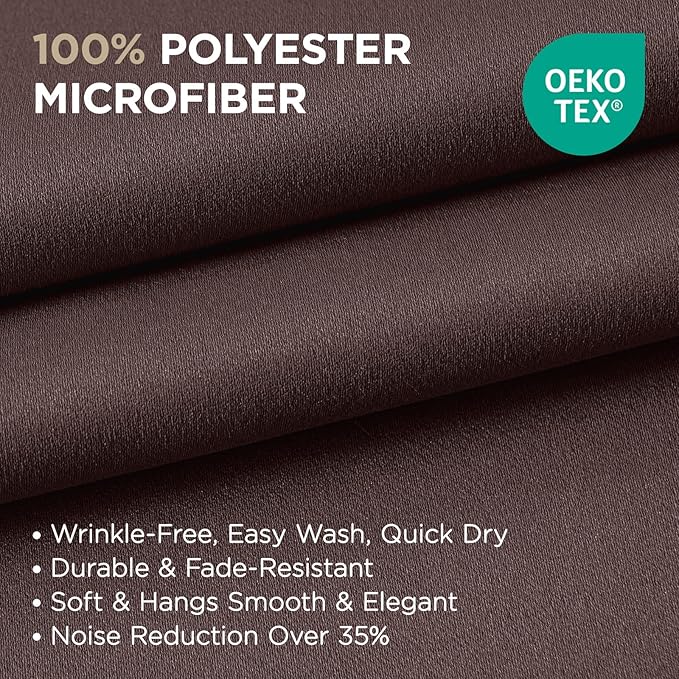 Joydeco Blackout Curtains 72 Inch Length 2 Panels Set, Thermal Insulated Long Curtains& Drapes 2 Burg, Room Darkening Grommet Drapes for Living Room Bedroom Window (W52 x L72 Inch, Chocolate)