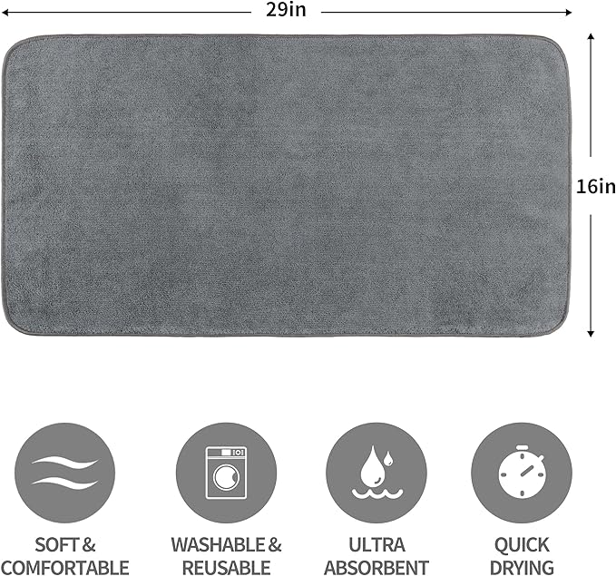 New Microfiber Hair Drying Salon Towels, Quick Dry, Lint Free, 4 Pack (Gray, 16'' x 29'')