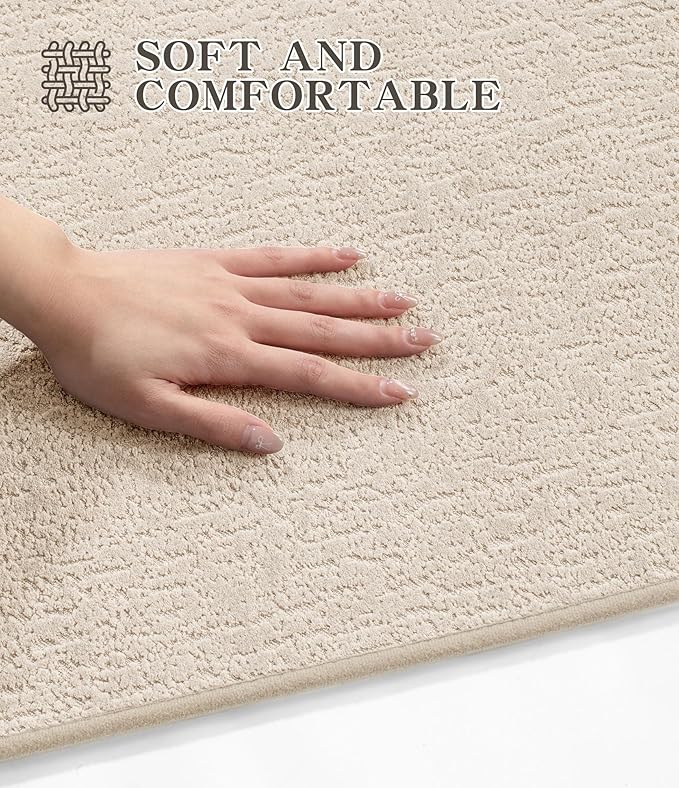 chakme Bathroom Rug Sets 2 Piece, Ultra Thin Bath Mat Quick Dry Bath Mat Set, Absorbent Bath Mats for Bathroom Non Slip Machine Washable, (Light Beige, 2 Piece)