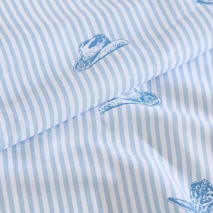 Wrangler - Full Bed Sheets, Ultra-Soft & Lightweight Bedding with Matching Pillowcases, Lightweight Bed Set for All Season Comfort, Oeko-Tex Certified (Cowboy Pinstripe Blue)