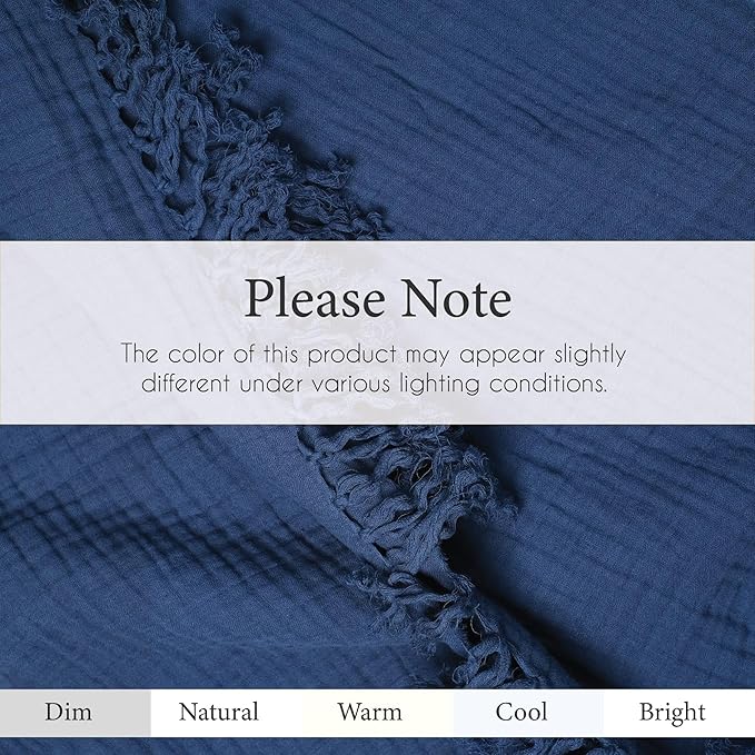 Salt Earth 100% Cotton Muslin Throw Blanket, Gauze Blanket 50"X60" Throw with Tassel 4 Layered for Couch, Bed, Living Room, Home,Lightweight & All Season Blankets & Throws, Skin Friendly(Navy Blue)