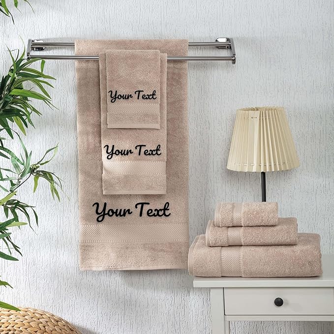 Personalized Towels - Customized Turkish Cotton Towel Set, Monogrammed Towels with Initials, Name & Embroidery, Idea or Weddings, Bridal Showers, Anniversaries, Housewarming, and New Home