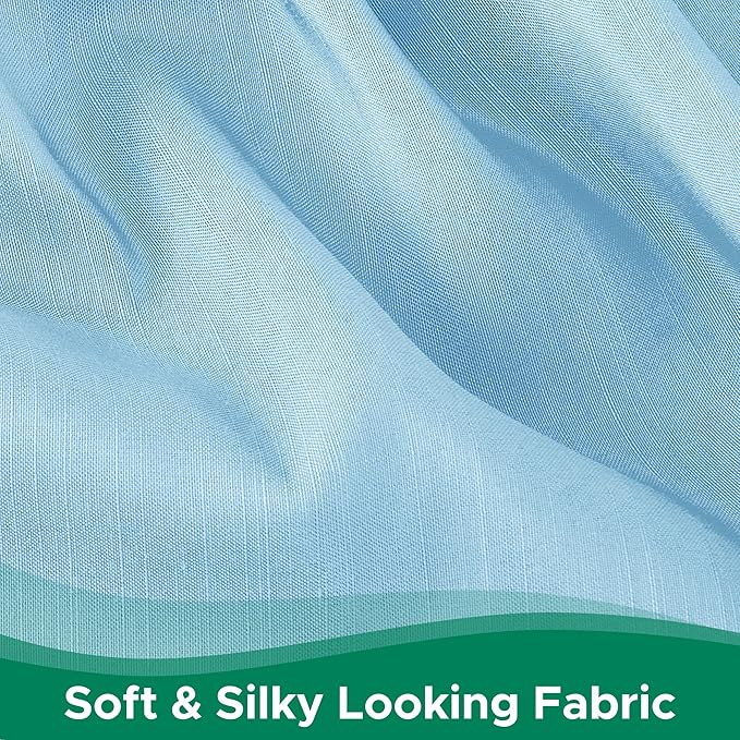 Biscaynebay Wrap Around Bed Skirts for Full & Full XL Beds 15" Drop, Light Blue Adjustable Elastic Dust Ruffles Easy Fit Wrinkle & Fade Resistant Silky Luxurious Fabric Machine Washable