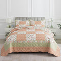 HoneiLife Queen Size Quilt Sets - Microfiber Quilt Set 3-Piece,Lightweight Bedspreads Reversible Coverlets Retro Bed Cover Floral Bedding Set, Queen Quilt Bedding Sets for All Season Use