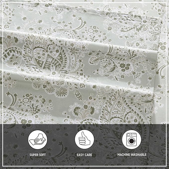 Wrangler - Full Bed Sheets, Ultra-Soft & Lightweight Bedding with Matching Pillowcases, Lightweight Bed Set for All Season Comfort, Oeko-Tex Certified (Prairieland Paisley Green)