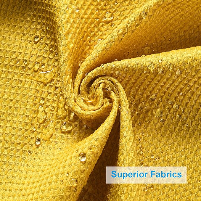 AmazerBath Waffle Shower Curtain, Bright Yellow Shower Curtain Fabric with Waffle Weave, Heavy Duty 240GSM, Hotel Quality Bathroom Shower Curtains, 72 x 72 Inches