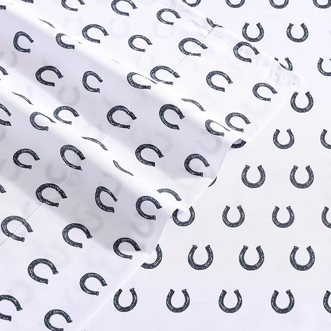 Wrangler - Twin XL Bed Sheets, Breathable & Wrinkle Resistant Bedding with Matching Pillowcase, Lightweight for Year-Round Use, Dorm Essentials (Horseshoe Dots Navy)