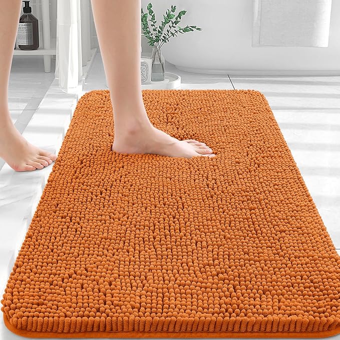 OLANLY Bathroom Rugs 30x20, Extra Soft Absorbent Chenille Bath Rugs, Rubber Backing Quick Dry, Machine Washable Bath Mats for Bathroom Floor, Tub and Shower, Home Decor Accessories, Clay