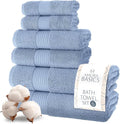 MAURA Basics Bath Towel Sets for Bathroom with Hanging Hook Loops. 2 Bath Towels, 2 Hand Towels, 2 Washcloths, Soft, Durable, Long Lasting and Absorbent Towels Set, Blue Gray
