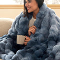 Bedsure GentleSoft Fluffy Faux Fur Blanket Twin Size, Fuzzy Soft Bubble Blanket for Couch, Faux Fur Decor for Home Bedroom Living Room, Thick Furry Cozy Gifts for Women, Tie-dye Blue, 60x80 Inch