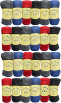 Yacht & Smith 24 Pack of Soft Fleece Blankets 50 X 60, Lightweight, Cozy Warm Throws Dark Colorful Blanket Sofa Travel Outdoor, Wholesale