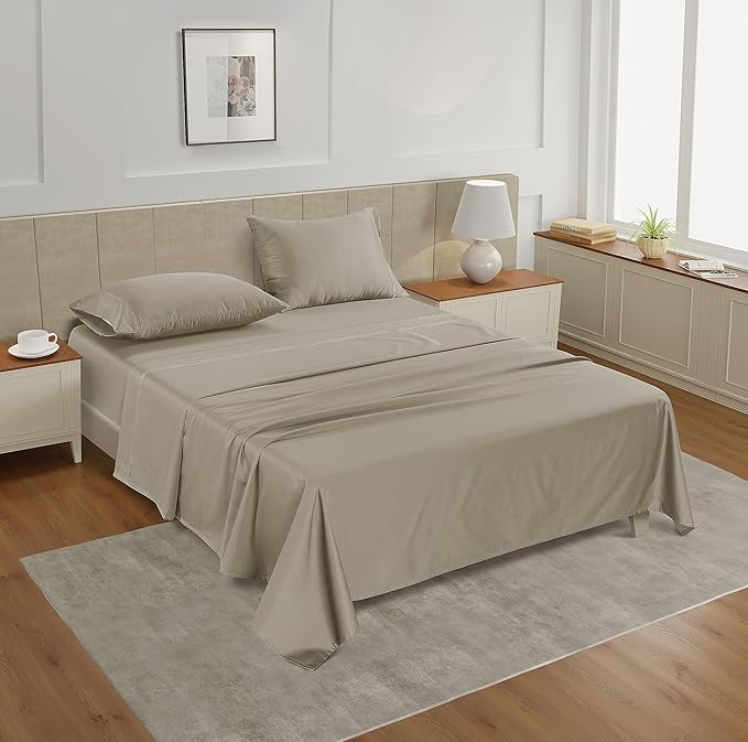 LANE LINEN 100% Cotton Bed Sheets Full Size Bed – 450 Thread Count Soft & Cooling Sateen Weave, 15” Deep Pocket Fully Elasticized Fitted Sheet, Breathable & Fade-Resistant Hotel Bedding, Linen