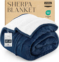 Utopia Bedding Sherpa Blanket Twin Size (Navy, 60x80 Inches) - Soft Lightweight Plush Fleece Reversible Winter Blanket for Bed, Sofa, Couch, Camping and Travel