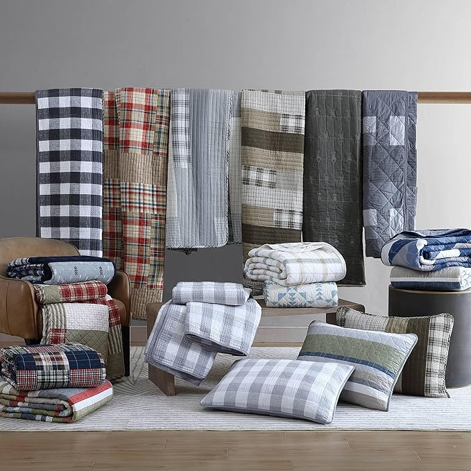 Eddie Bauer Home | Madrona Collection | Bedding Set - 100% Cotton Light-Weight Quilt Bedspread, Pre-Washed for Extra Comfort, Queen, Red