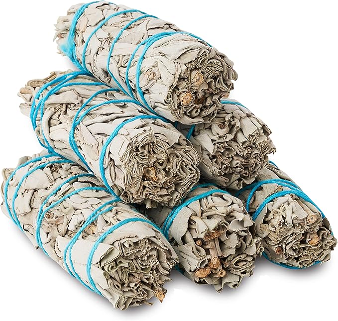White Sage Smudge Sticks 4" Inch Smudging Wands 6 Bundles | Smudge Kit White Sage Incense Sticks for Home Cleansing (6 Pack)