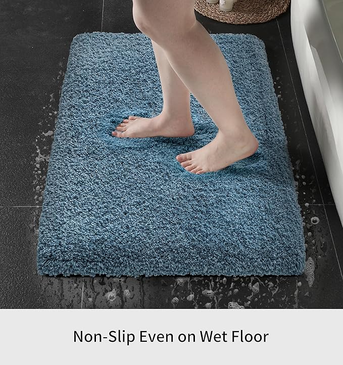 Blue Bathroom Runner Rug 24x59 Non Slip Fluffy Long Bath Mat for Bathroom Floor Washable Plush Luxury Bath Rug for Tub Absorbent Shower Sink Mat Bedside Rug