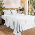 Bare Home 100% Rayon Made from Bamboo Luxury King Sheet Set - 4 Piece Bedding Set - Deep Pockets - Cooling Sheets - Breathable - Easy Fit - Soft Bedding Sheets & Pillowcases (King, White)