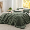 Bedsure Super King Plus Size Comforter Set, Dark Green Soft Prewashed Bedding for All Seasons, 3 Pieces GentleSoft™ Bed Set, 1 Lightweight Comforter (128"x120") and 2 Pillowcases (20"x36")
