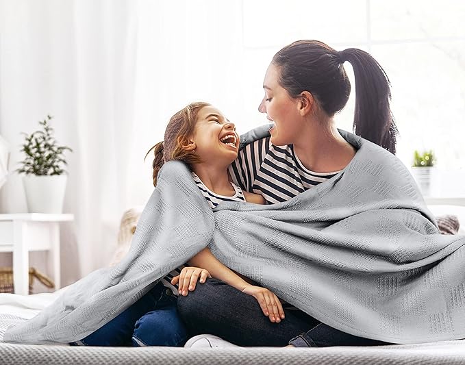 Utopia Bedding Cool Grey 100% Cotton Blanket [King Size - 90x108 Inch] 350GSM Lightweight, Soft and Breathable Thermal Blanket for All Seasons