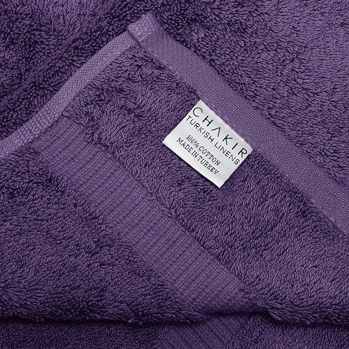 Chakir Turkish Linens 100% Cotton Premium Turkish Towels for Bathroom, 2 Large Bath Towels, 2 Hand Towels, 2 Washcloths (6-Piece Towel Set, Plum)