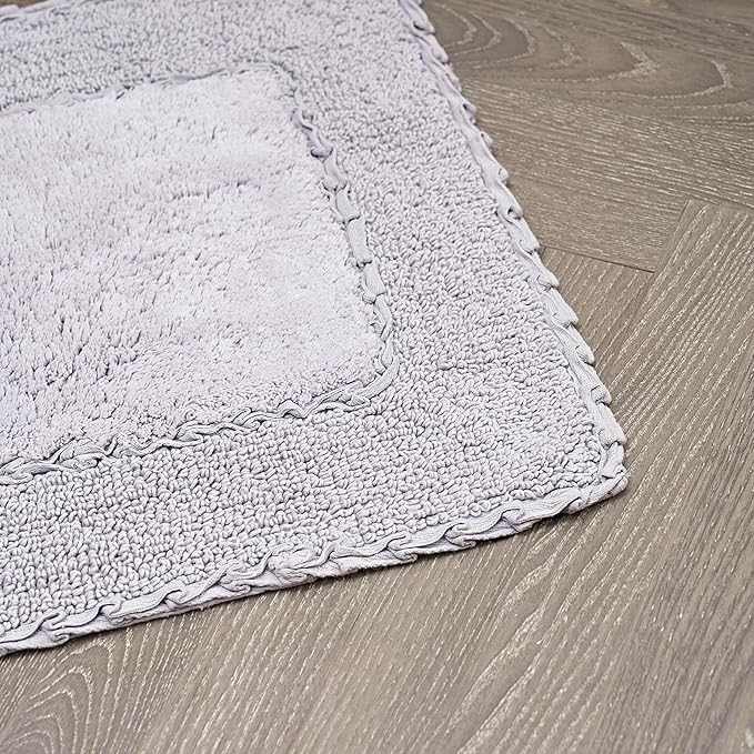 Laura Ashley Ruffle Border 100% Cotton Bath Rug, Purple, 20"x 34"