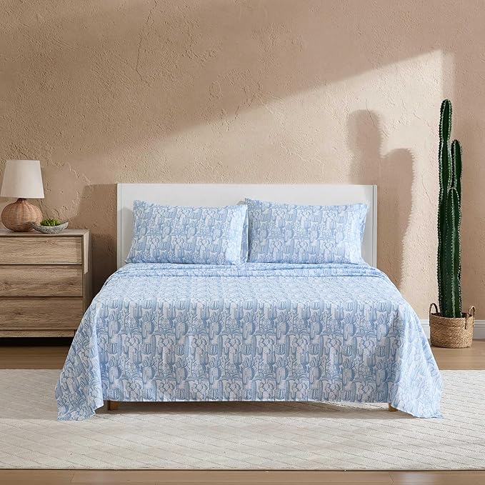 Wrangler - Twin Bed Sheets, Ultra-Soft & Lightweight Bedding with Matching Pillowcase, Lightweight Bed Set for All Season Comfort, Oeko-Tex Certified (Cactus Toile Blue)