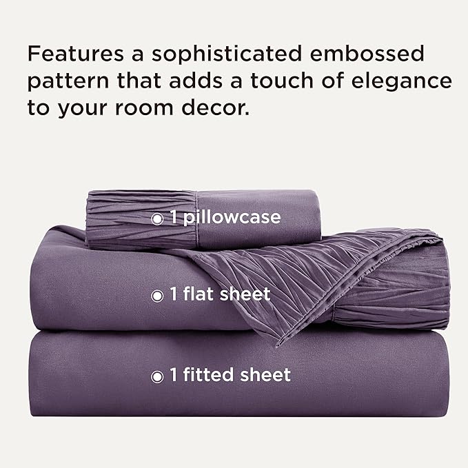 Bedsure Twin Sheets Set - 3 Pieces Soft Twin Bed Sheets - Breathable & Cooling - Hotel Luxury - Easy Care Polyester Microfiber Bedding for Women, Men, Dusty Purple