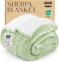 Utopia Bedding Sherpa Blanket King Size (Sage Green, 90x102 Inches) - Soft Lightweight Plush Fleece Reversible Blanket for Bed, Sofa, Couch, Camping and Travel