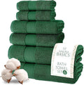 MAURA Basics Bath Towel Sets for Bathroom with Hanging Hook Loops. 2 Bath Towels, 2 Hand Towels, 2 Washcloths, Soft, Durable, Long Lasting and Absorbent Towels Set, Hunter Green
