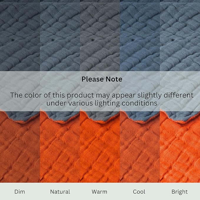 Salt Earth 100% Cotton Muslin Blanket, Gauze 55"X75" Twin, 6 Layered for Couch, Bed, Living Room, Home, Lightweight & All Season Blankets & Throws, Easy wash, Skin Friendly (Picante/Dark Slate)