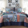 Yvooxny California King Quilt Set Reversible Lightweight Bohemian Paisley Patchwork Cotton Quilted Bedspread Coverlet Set 3-Piece Quilt Set with Pillowcases for All Seasons, 118 x 110 Inches