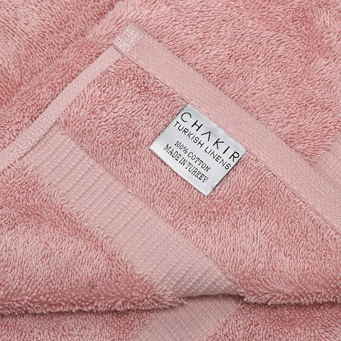 Chakir Turkish Linens 100% Cotton Premium Turkish Towels for Bathroom | 13'' x 13'' (6-Piece Washcloth, Pink)