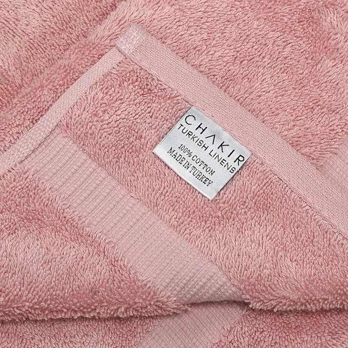Chakir Turkish Linens 100% Cotton Premium Turkish Towels for Bathroom | 16'' x 30'' (4-Piece Hand Towel, Pink)