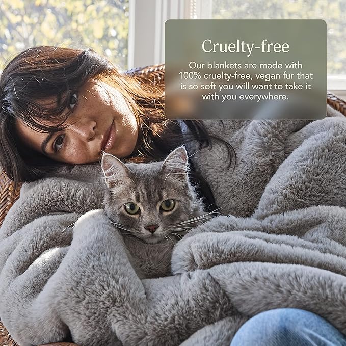 UnHide Marshmallow - Faux Fur Blanket - Heavy Weight, Extra Soft Blanket - Made from Recycled Materials - Machine Washable - Medium (60" x 80") - Charcoal Charlie