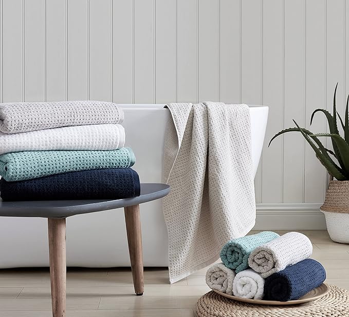 Tommy Bahama - Bath Towels, Highly Absorbent Cotton Bathroom Decor, Low Linting & Fade Resistant, Oeko-Tex Certified (Northern Pacific White, 6-Piece)