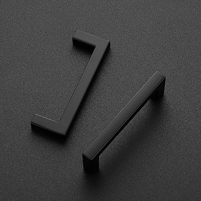 Ravinte 3 Pack Solid 3 Inch Center to Center Slim Square Bar Drawer Handles - Kitchen Cabinet Hardware in Matte Black - Drawer Pulls and Cabinet Handles