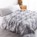NTBAY 3 Layers Cotton Muslin 106x92 King Bed Blanket, Super Soft Breathable Thermal Yarn Dyed Quilt for Adults, Perfect Lightweight Blanket for Couch Sofa Bed All Seasons, Grey Wave