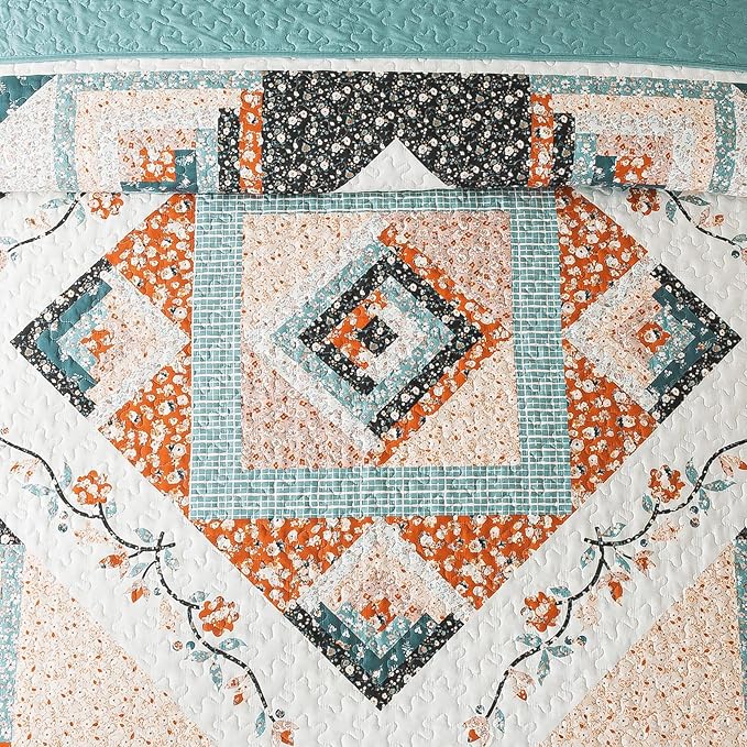 BEDIFANY Cotton Quilts Queen Size Sets - Lightweight Bedspreads Queen Size - Lightweight Garden Style Queen Quilt Bedding Sets for Bed Decorations for All Seasons, 3 Pieces