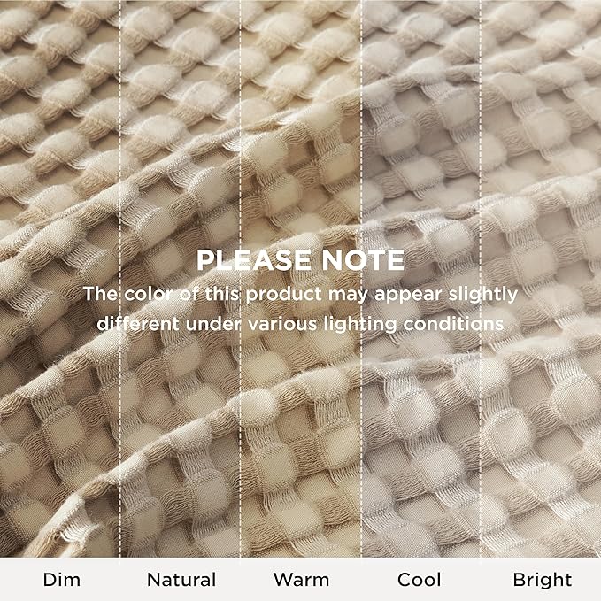 Bedsure Cooling Cotton Waffle Oversized King Blanket - Lightweight Breathable Blankets Rayon Derived from Bamboo for Hot Sleepers, Luxury Throws for Bed and Sofa, Taupe, 120x96 Inches