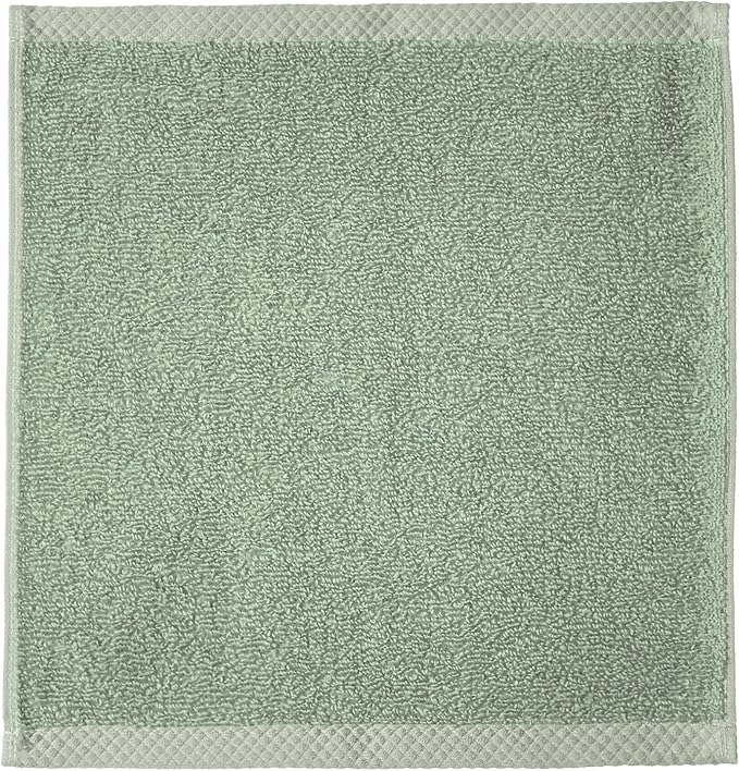 Amazon Basics Cotton Washcloths, Quick-Dry, 12" x 12", 12-Pack, Seafoam Green