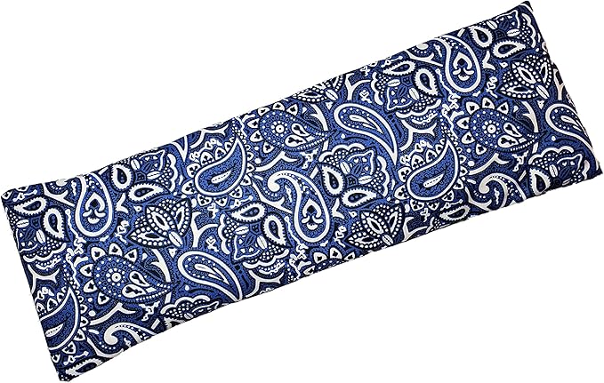 Microwavable Corn Filled Heating Pad and Cold Pack/Washable 100% Cotton Cover (Bandana - Navy, 5.25in W x 17.25in L)