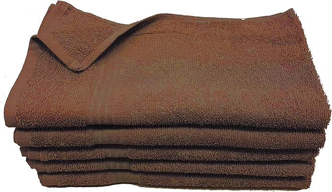 Towel Supercenter 16X27 Cotton Hand Towels (24Pack) for Hair, Nail, Tanning Salons, Golf Courses (Dark Brown)