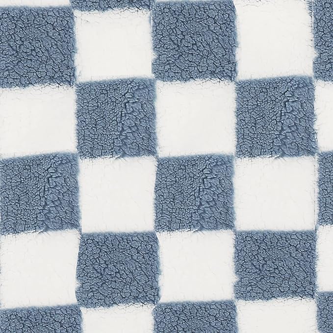 Electric Heated Blanket 6 Heating Settings & 1-10H Auto Off Full 72×84 Checkered Plaid Double Sided Plush Sherpa Ultra-Soft Warm Thick, Machine Washable, Fast Heating, Home Office Light Blue