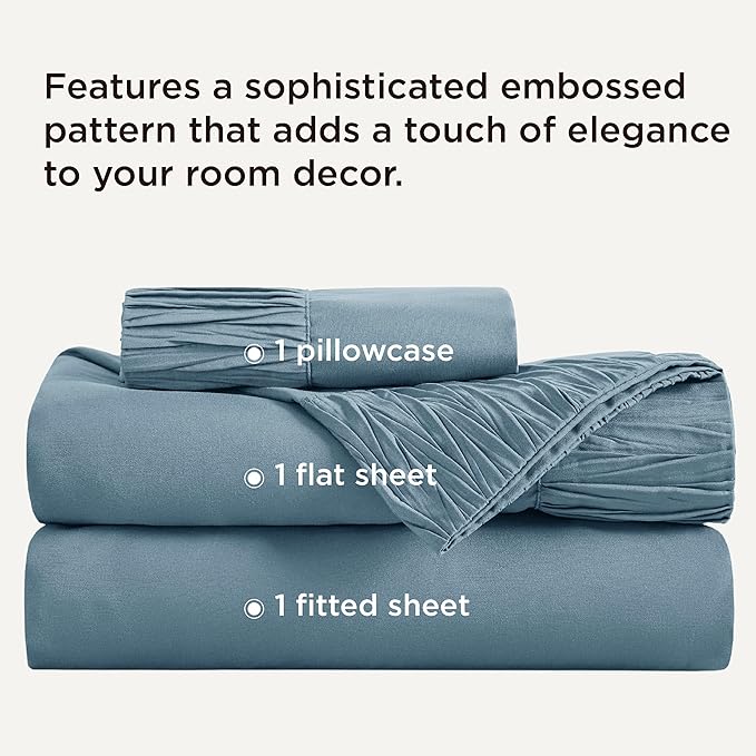 Bedsure Twin XL Sheet Sets Dorm Bedding - 3 Pieces Soft Extra Long Twin Sheets, Hotel Luxury, Easy Care Microfiber for Women, Men, Kids and Teens, Mineral Blue