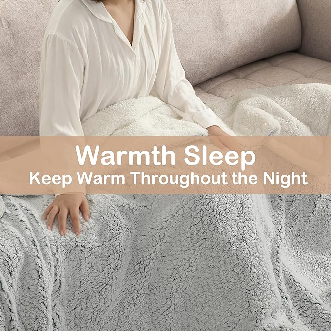 Electric Heated Blanket Full Size 72×84, 6 Heating Settings & 1-10H Auto Off Double Sided Plush Sherpa Ultra-Soft Warm Thick, Machine Washable, Fast Heating, Home Office, Light Gradient Blue